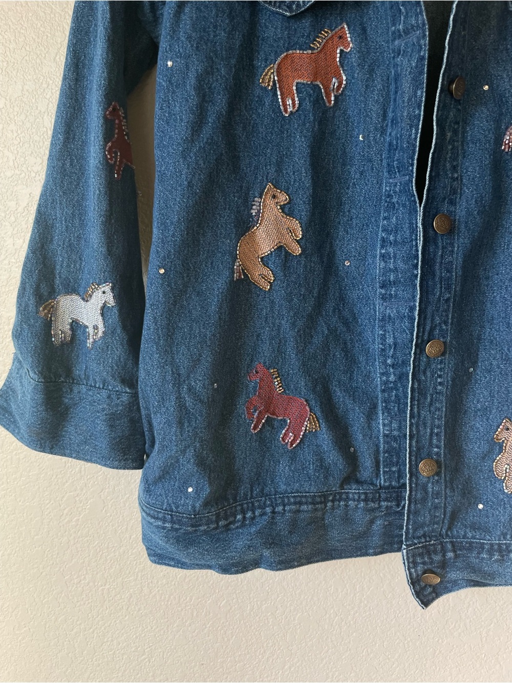 The Quacker Factory Denim Jacket with Embroidered Beaded Horses - Picture 5 of 10